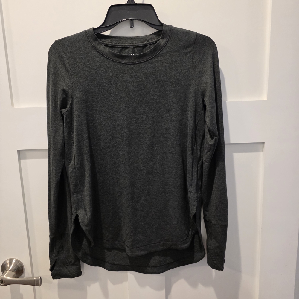 Athleta Uptempo Long Sleeve Athletic Top Womens Sz XS Heathered Gray Yoga Casual